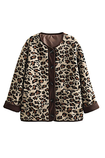 Oversized-Felljacke | Knopfleiste & Statement-Print | Kuschelige Eleganz