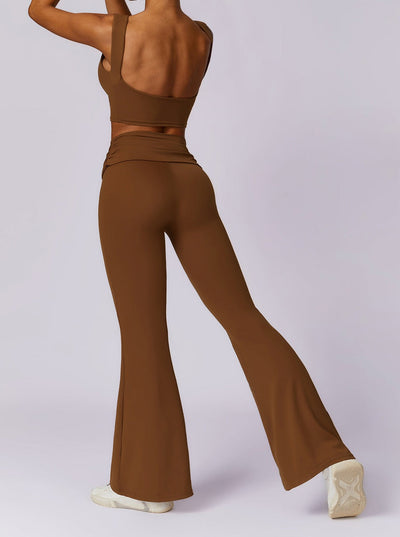 Hochtaillierte Schlaghose in Mokka-Braun