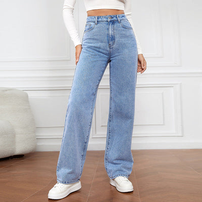 Sorella – Hochtaillierte gewaschene Straight-Leg Jeans