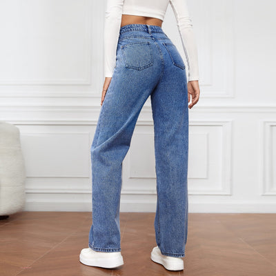 Sorella – Hochtaillierte gewaschene Straight-Leg Jeans