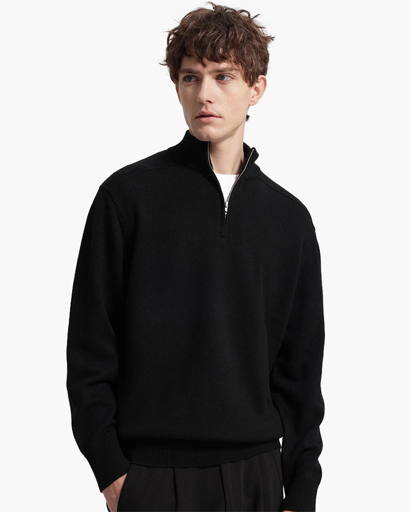 Weston | Half Zip Stehkragen Herrenpullover aus Merinowolle
