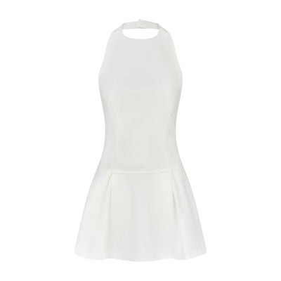 Sasha | the ultimate muse white mini dress with drop hem