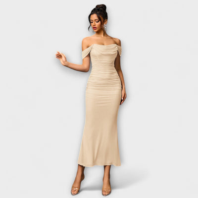 Ione - Off-Shoulder Ruffled Bodycon Dress