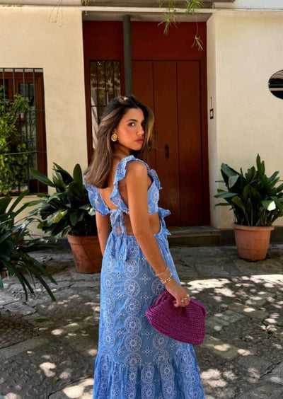 Maxi-Kleid mit Rüschen | Feminine Eleganz & Boho-Muster | Sommerlicher Charme