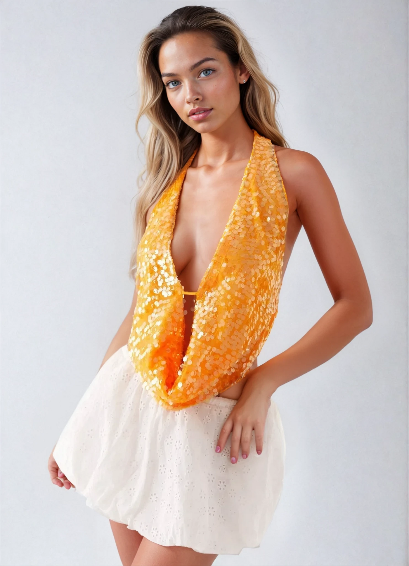 Luna – Orange Cowl Neck Top