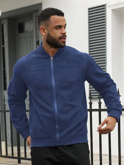 Avelena | Herren Vintage-Inspirierte Fleecejacke aus Wildleder Casual Zip-Up