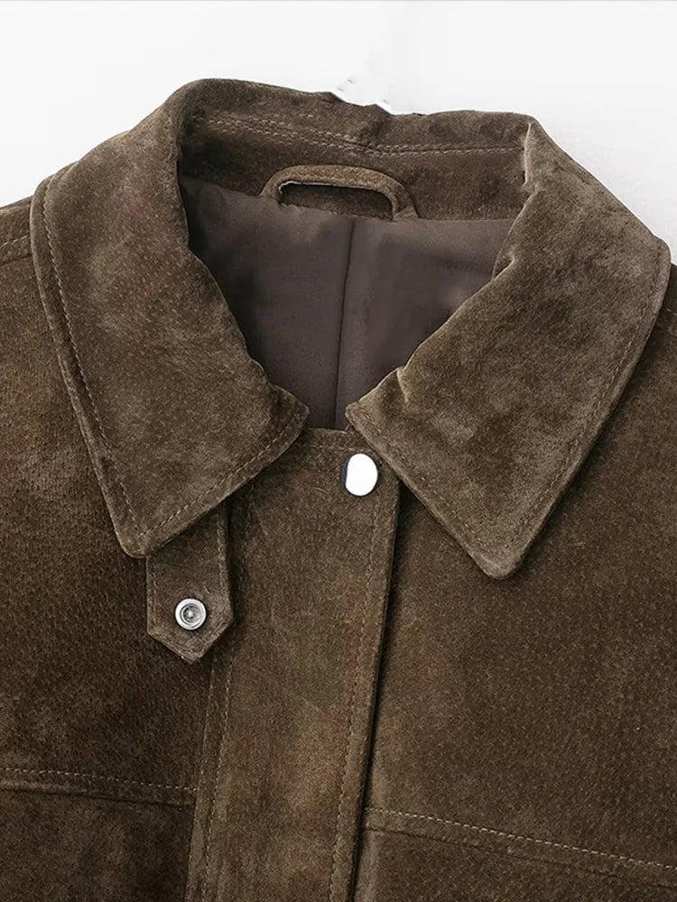 Maira | Kunstwildleder Kurzjacke Mit Umlegekragen