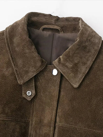 Maira | Kunstwildleder Kurzjacke Mit Umlegekragen