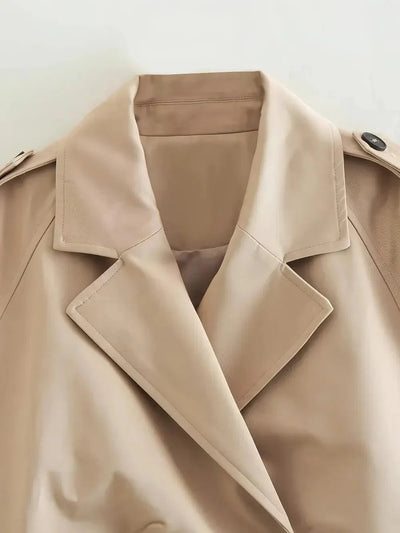 Avelena | Beige Cropped Trenchjacke