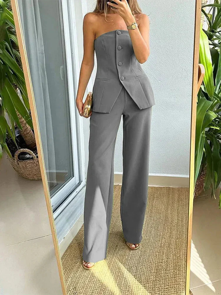 Avelena | Stylisches Knopfoberteil mit Hose