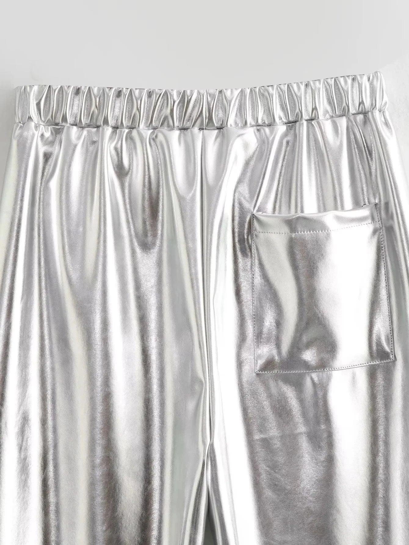 Avelena | Glamouröse Silberne Hose