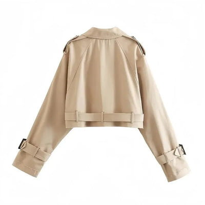 Avelena | Beige Cropped Trenchjacke