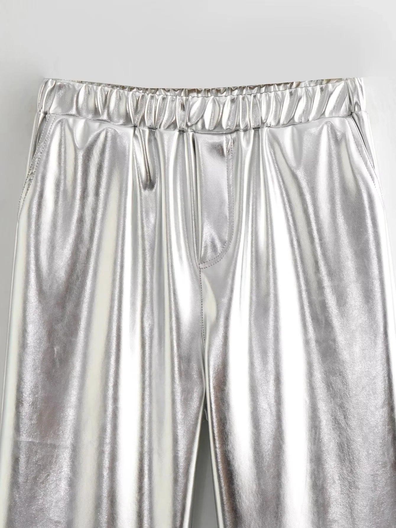 Avelena | Glamouröse Silberne Hose