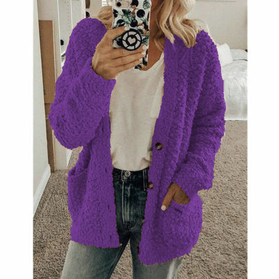 Avelena | Weiße Fuzzy Strickjacke