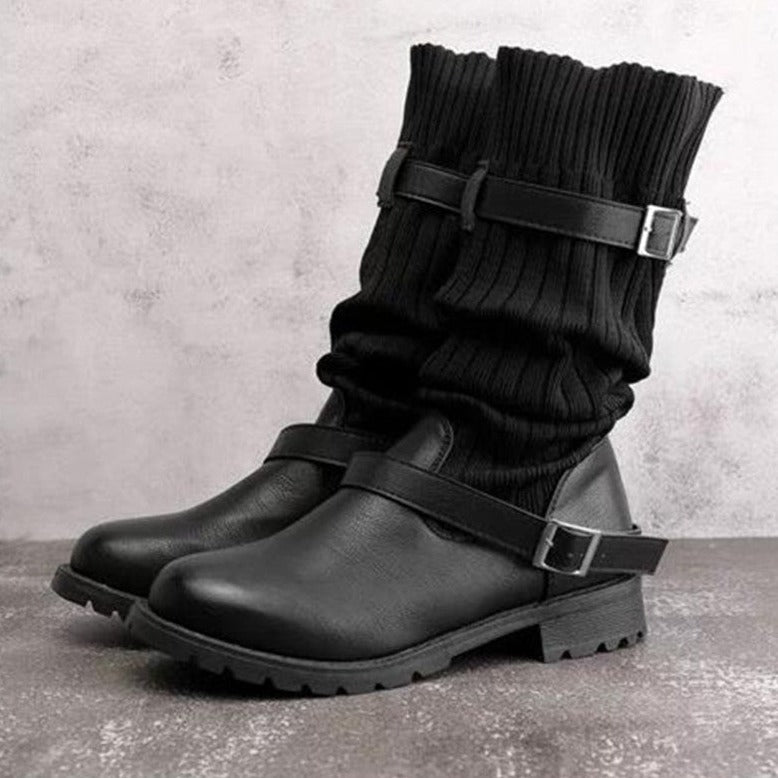 Avelena | Warme Wollstricklederstiefel für Frauen