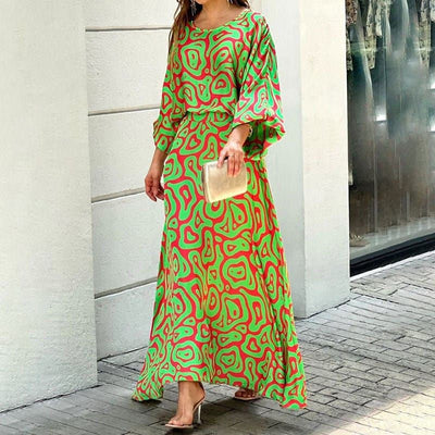 Rosmielle – Stilvolles Maxikleid mit abstraktem Print