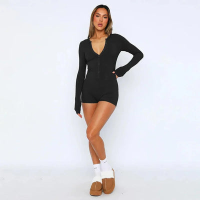 Avelena | Geripptes High-Waist Playsuit