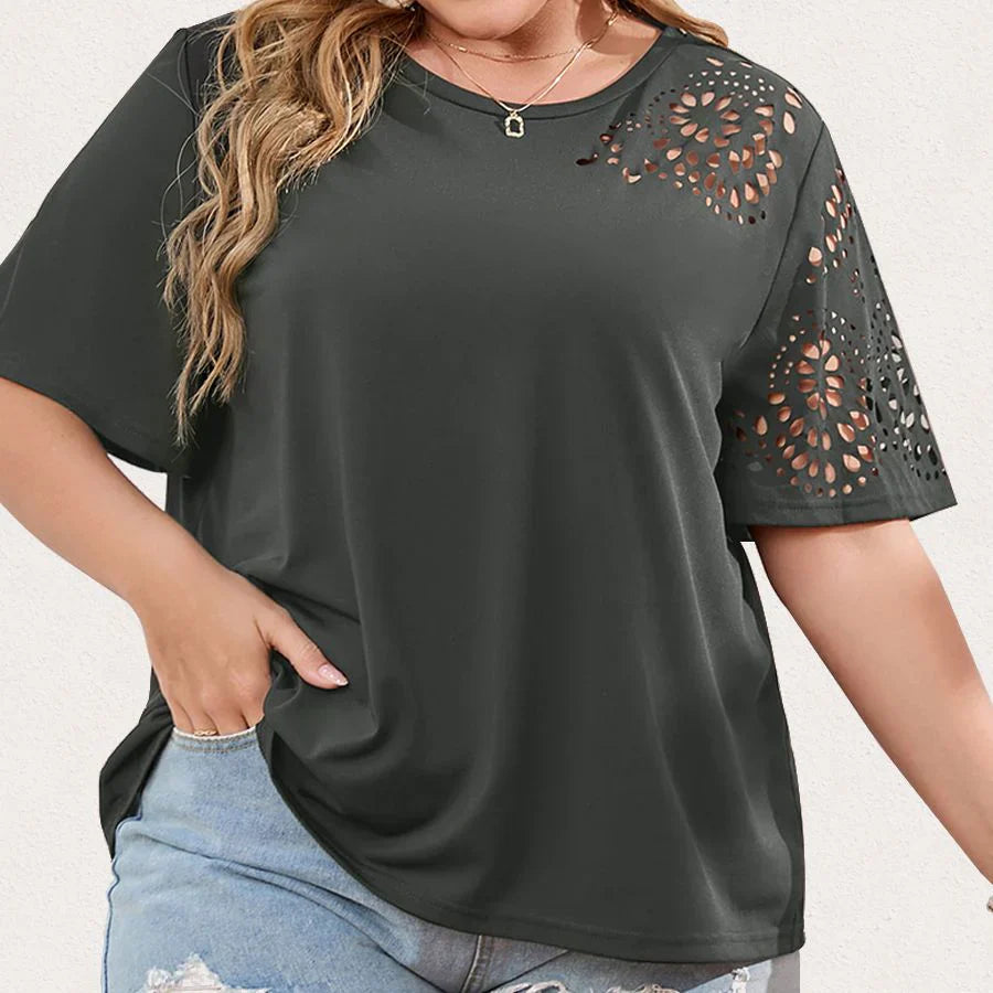 Nicola | Kreatives Chiffon T-Shirt mit Ausschnitt für Frauen