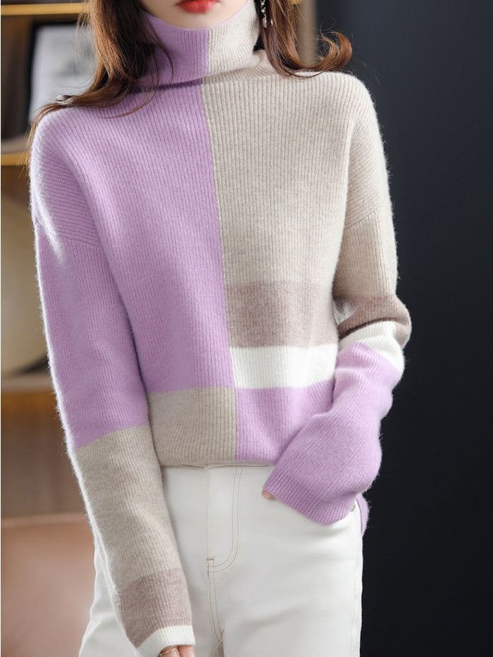 Avelena | Gemusterter Rollkragenpullover aus Kaschmir