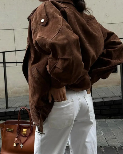 Carla | Braune Oversize-Jacke aus Wildleder für Damen
