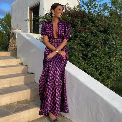 Vilora – Elegantes Maxikleid mit Puffärmeln