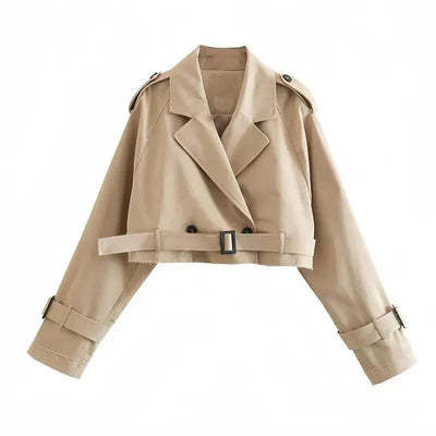 Avelena | Beige Cropped Trenchjacke