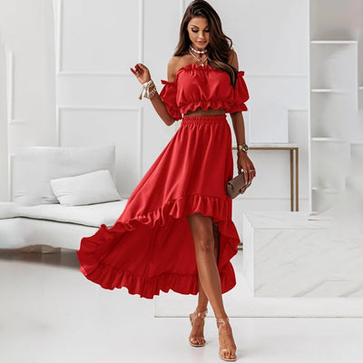 Schulterfreies Rüschen-Set | Eleganz & Femininer Stil | Femininer Charme