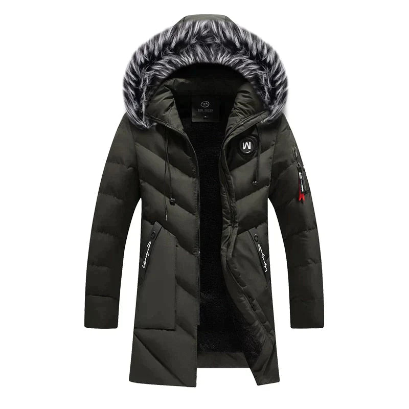 Herren Winterjacke | Langer Steppmantel Mit Kapuze