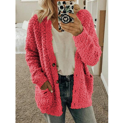 Avelena | Weiße Fuzzy Strickjacke