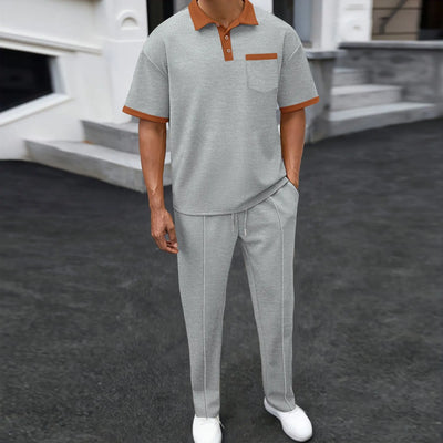 Orvil - Stylisches Poloshirt mit Kontrastkragen & Kordelzughose Perfekt für die Freizeit