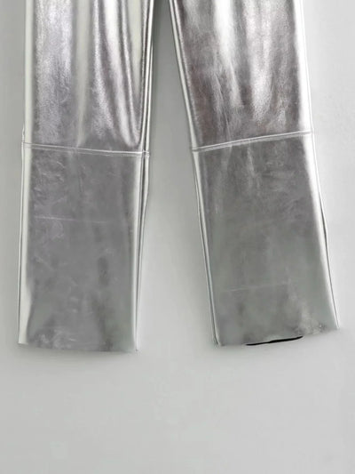 Avelena | Glamouröse Silberne Hose