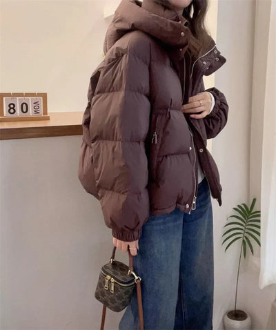 Avelena | Damen Kapuzen-Pufferjacke aus Baumwolle Dick und Warm für Petite