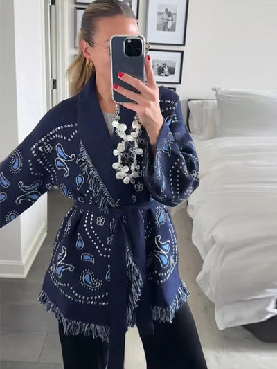 Sarah | Damen Strickpullover Mit Paisley Muster