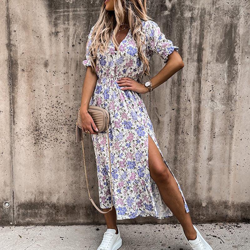 Isabella | Rock mit Blumendruck und Schlitz
