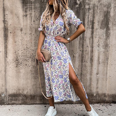 Isabella | Rock mit Blumendruck und Schlitz