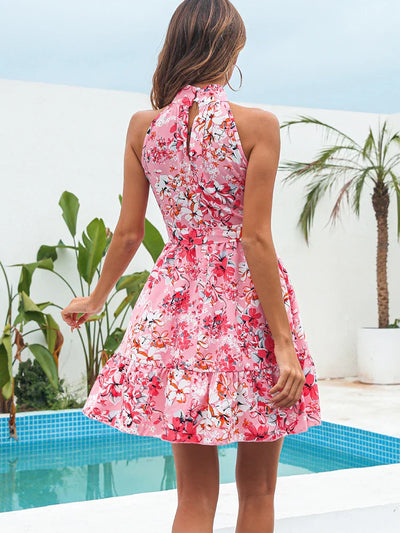 Heleni – Wunderschönes Neckholder-Sommerkleid mit Blumenmuster