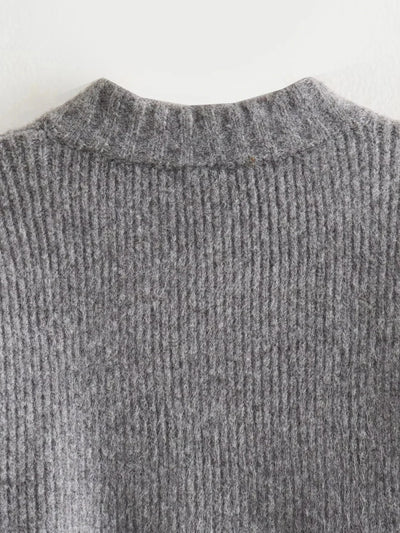 Lorna | Gerippte Rundhals-Strickjacke mit Reißverschluss
