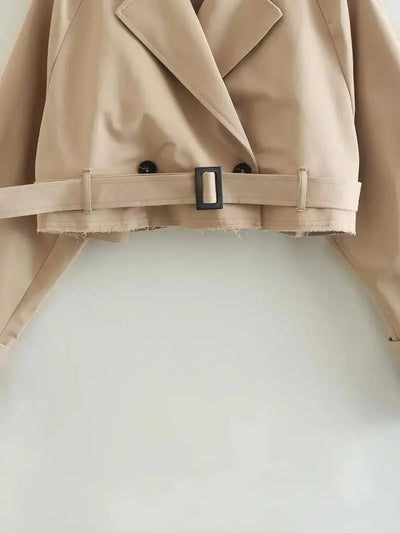 Avelena | Beige Cropped Trenchjacke