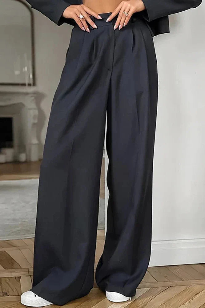 Modernes Zweiteiler-Set | Cropped Blazer & Weite Hose | Stilvolle Eleganz