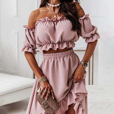 Schulterfreies Rüschen-Set | Eleganz & Femininer Stil | Femininer Charme