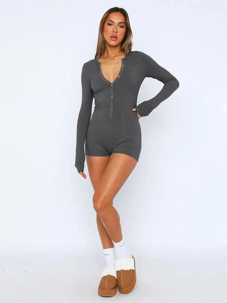 Avelena | Geripptes High-Waist Playsuit