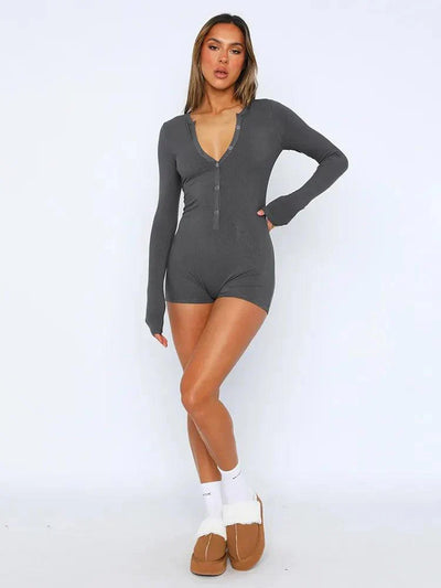 Avelena | Geripptes High-Waist Playsuit