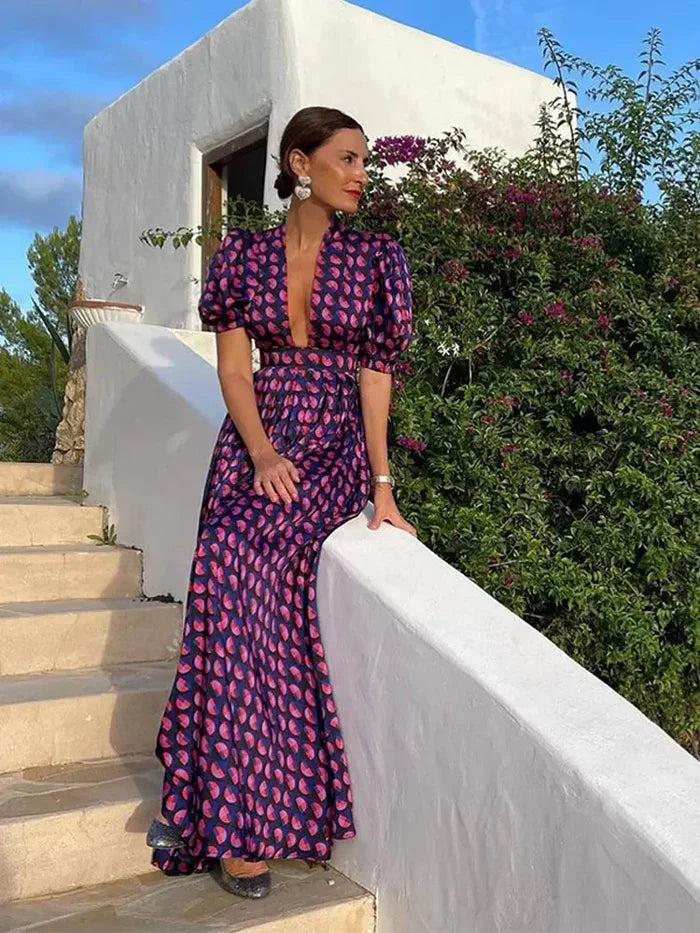 Vilora – Elegantes Maxikleid mit Puffärmeln