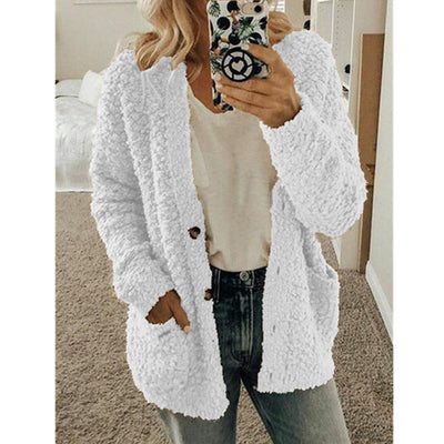 Avelena | Weiße Fuzzy Strickjacke