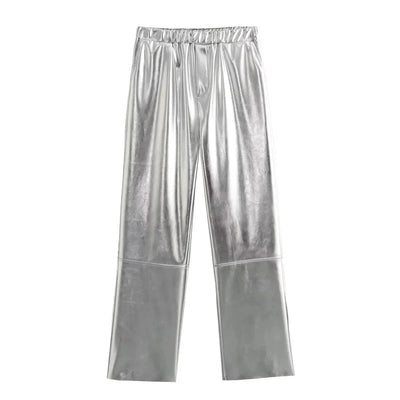 Avelena | Glamouröse Silberne Hose