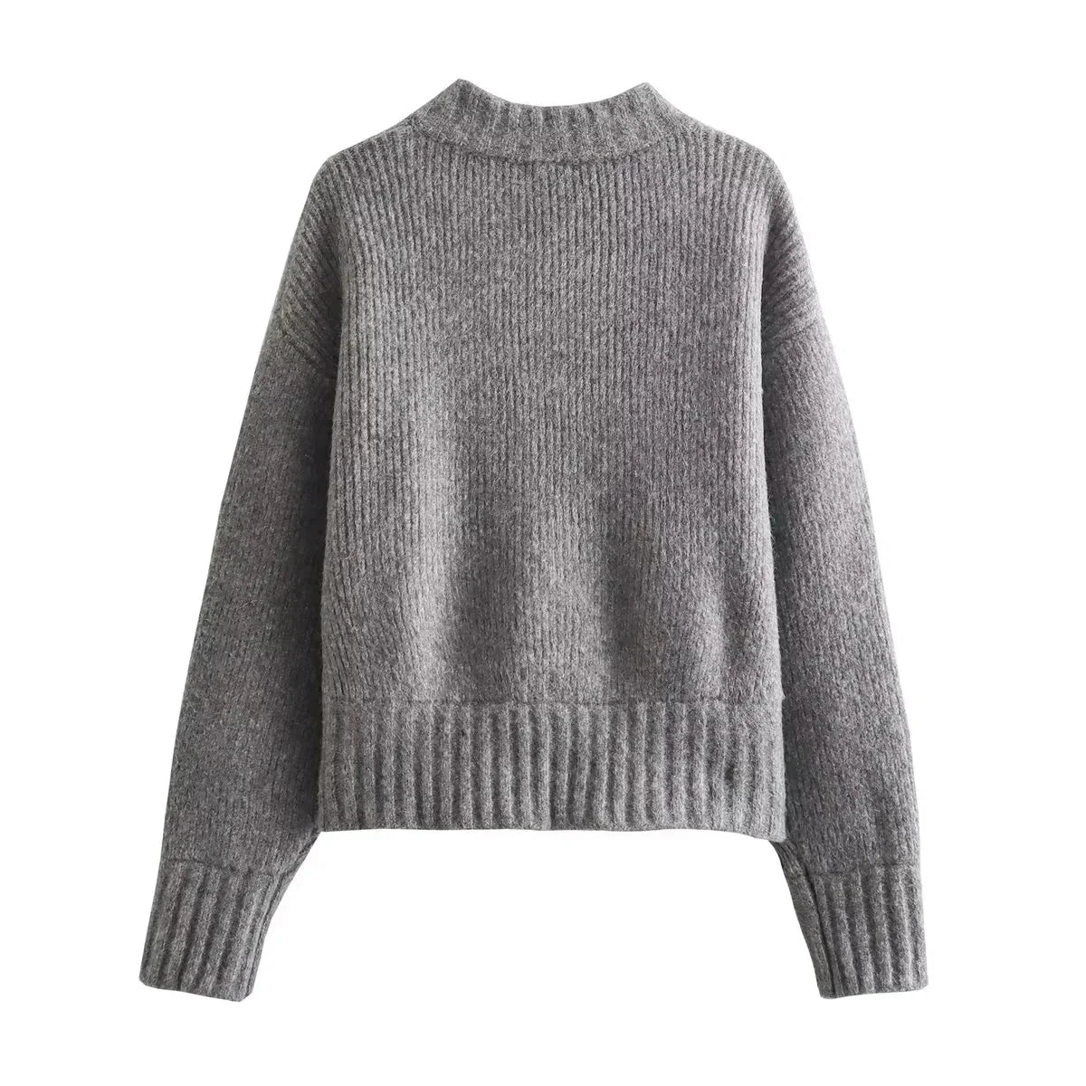 Lorna | Gerippte Rundhals-Strickjacke mit Reißverschluss