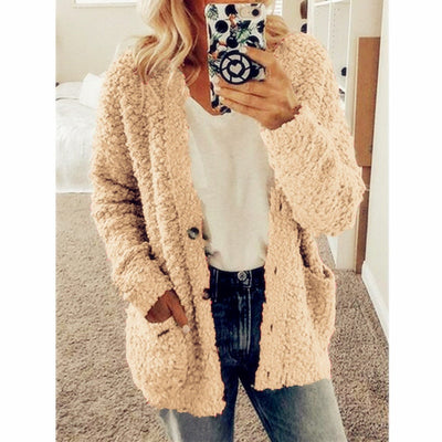 Avelena | Weiße Fuzzy Strickjacke
