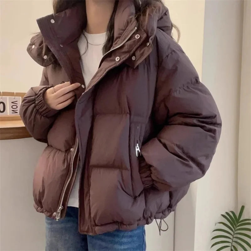 Avelena | Damen Kapuzen-Pufferjacke aus Baumwolle Dick und Warm für Petite