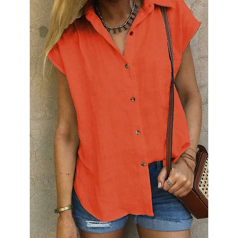 Carita – Baumwoll-Leinen-Bluse mit Knopfleiste