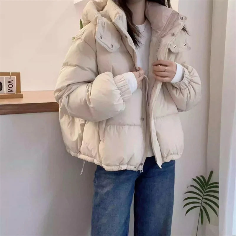 Avelena | Damen Kapuzen-Pufferjacke aus Baumwolle Dick und Warm für Petite
